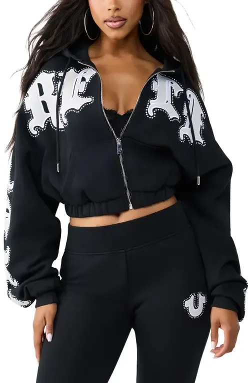 Crystal Patched Relaxed Full Zip Hoodie by True Religion