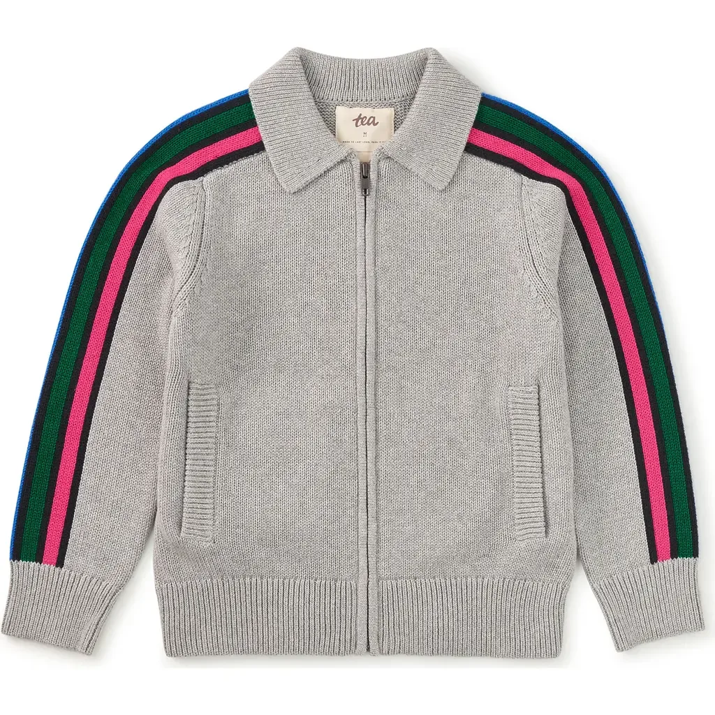 Stripe Sleeve Zip Sweater by Tea Collection