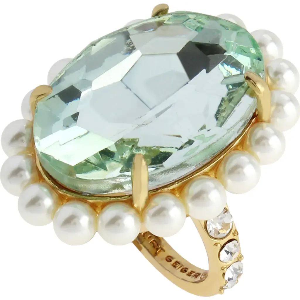 Oval Stone Faux Pearl Cocktail Ring by Kurt Geiger London