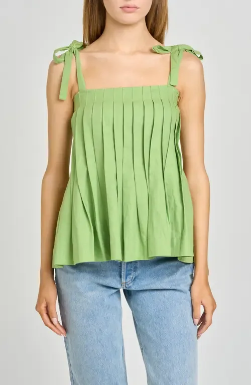Stevie Pleated Tie Shoulder Babydoll Top