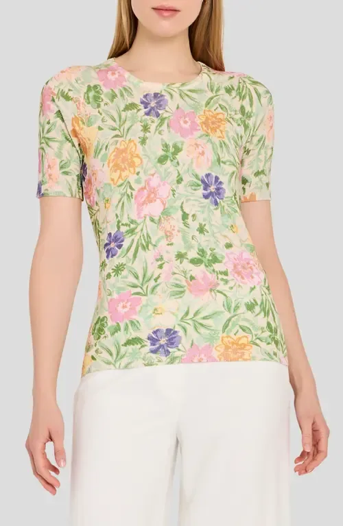 Print Short Sleeve Sweater by Tahari ASL
