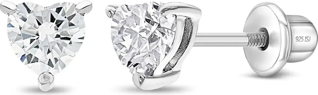 Cubic Zirconia Birthstone Heart Solitaire Earrings by In Season Jewelry