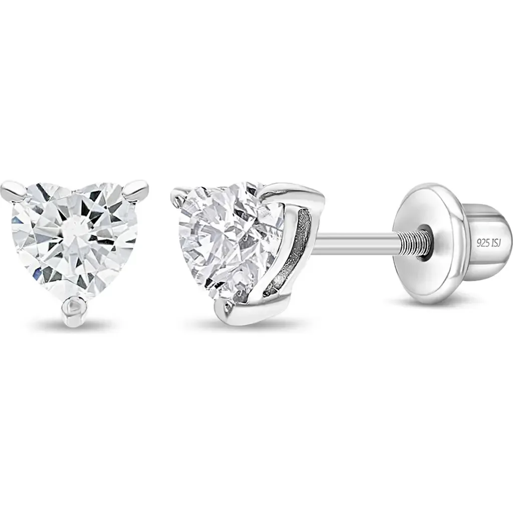 Cubic Zirconia Birthstone Heart Solitaire Earrings by In Season Jewelry