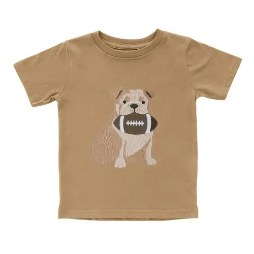 Bulldog Football Patch Short Sleeve T-Shirt by Sweet Wink