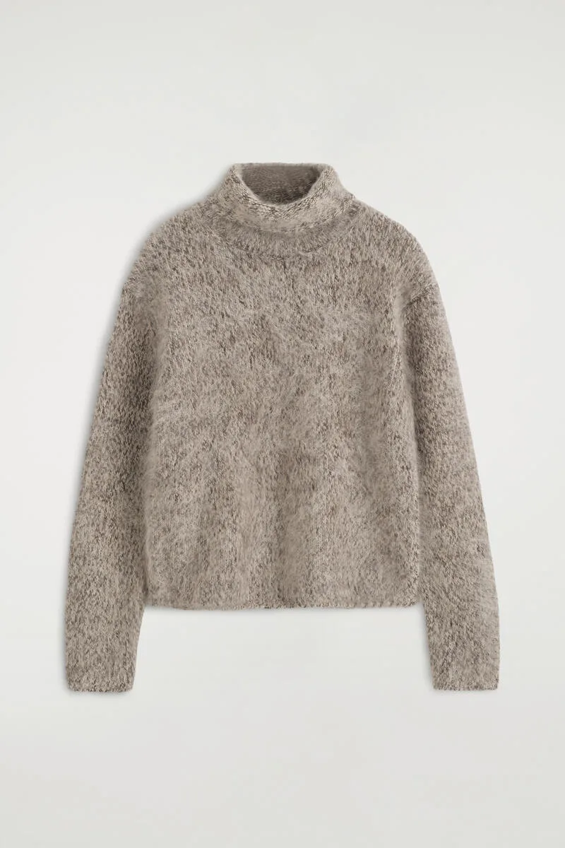 Chunky Brushed-Cashmere Mock-Neck Sweater by COS