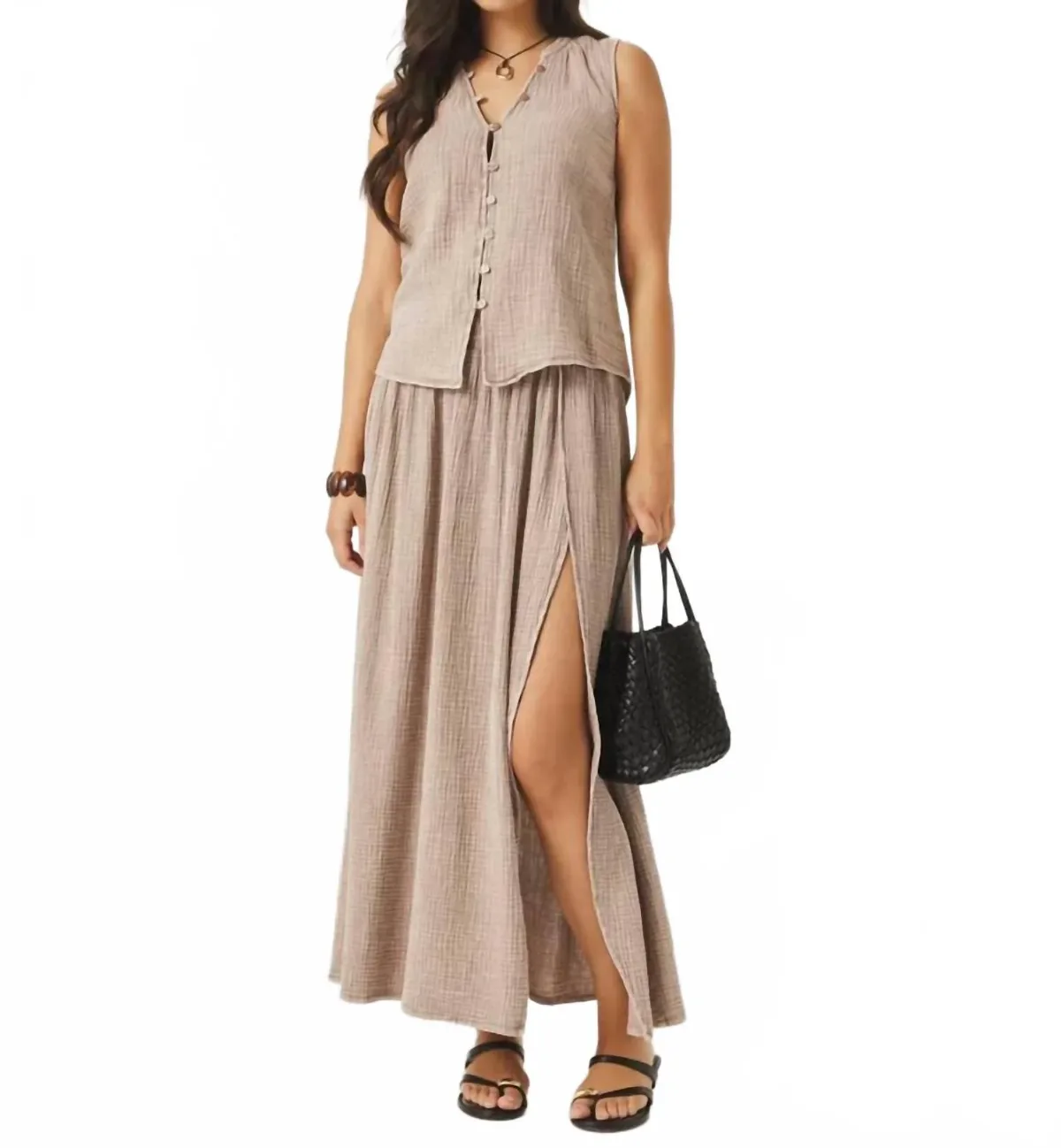 Ava Gauze Maxi Skirt in Light Wicker by Splendid