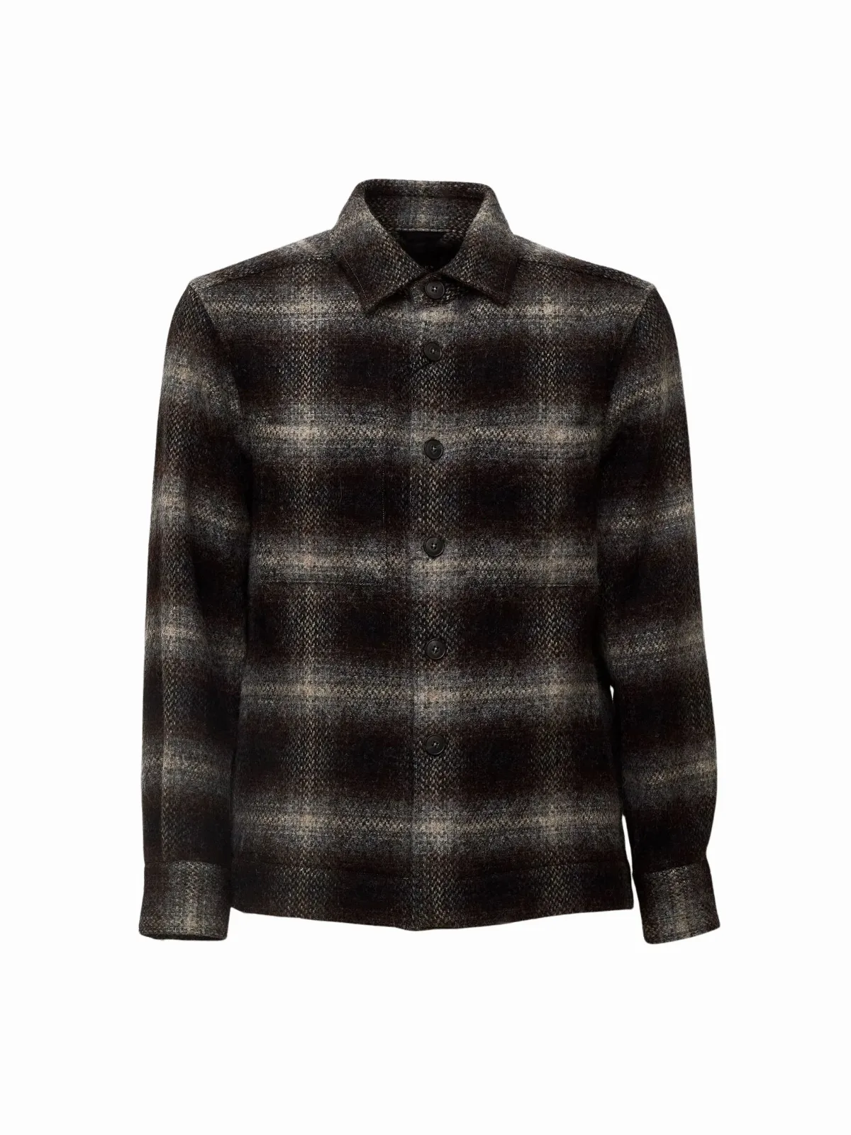 Muted Checked Wool Flap Pocket Casual Shirt by XACUS