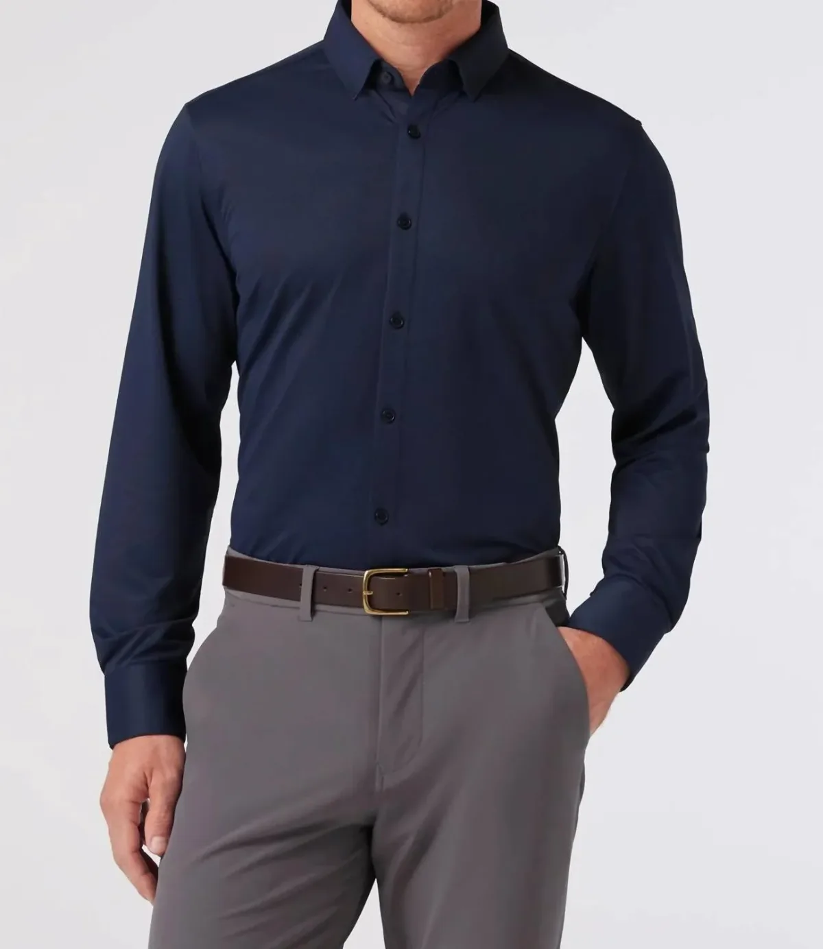Halyard Dress Shirt - Trim in Navy by Mizzen + Main