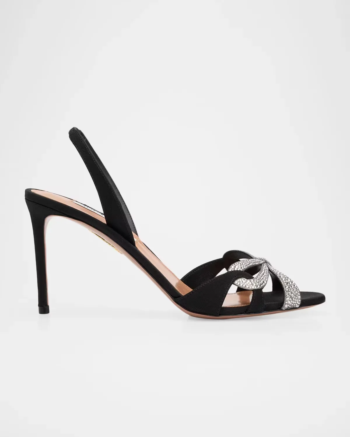 85mm Ribbon Kiss Embellished Satin Slingback Sandals