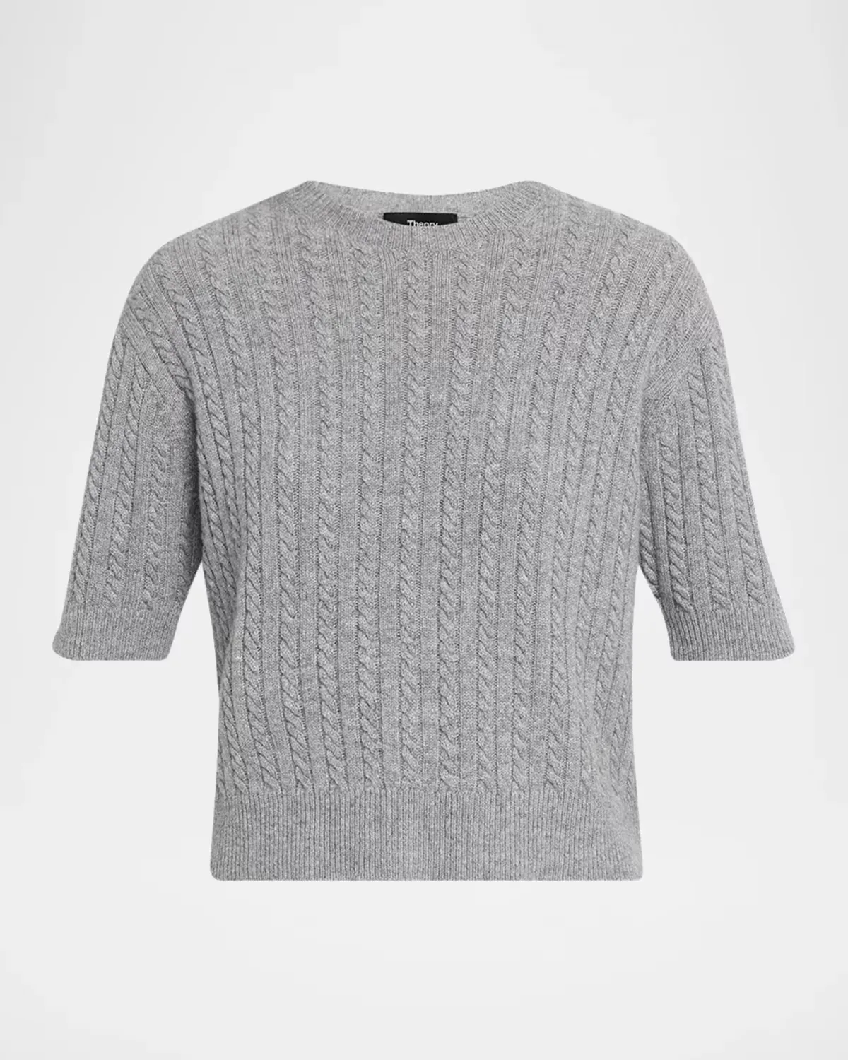 Cashmere Short-Sleeved Crop Sweater by Theory