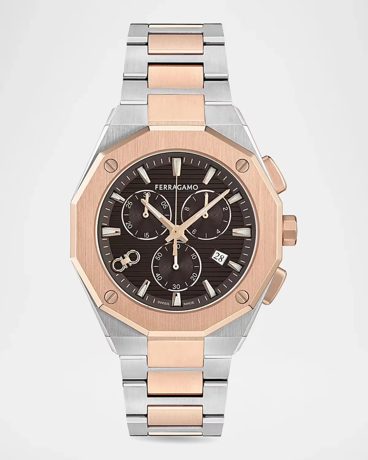 Edge Chrono Two-Tone Rose Gold IP Stainless Steel Bracelet Watch 42MM
