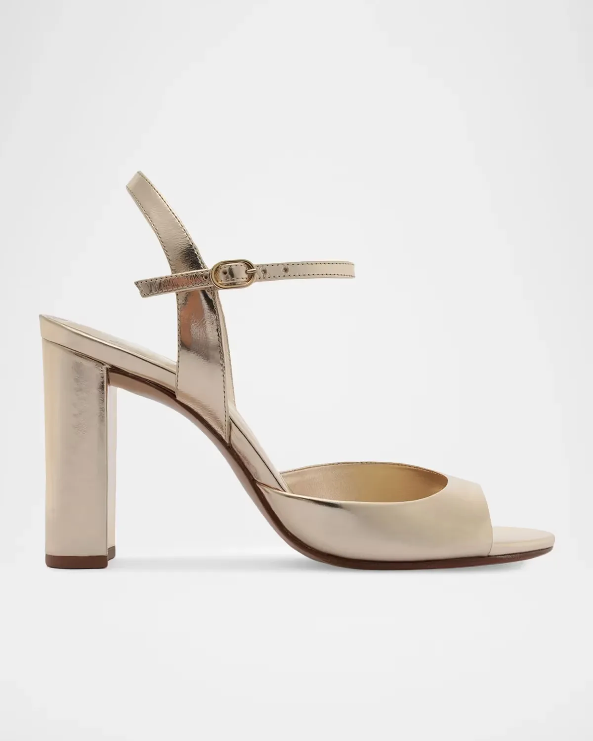 90mm Amy Metallic Leather Ankle-Strap Sandals