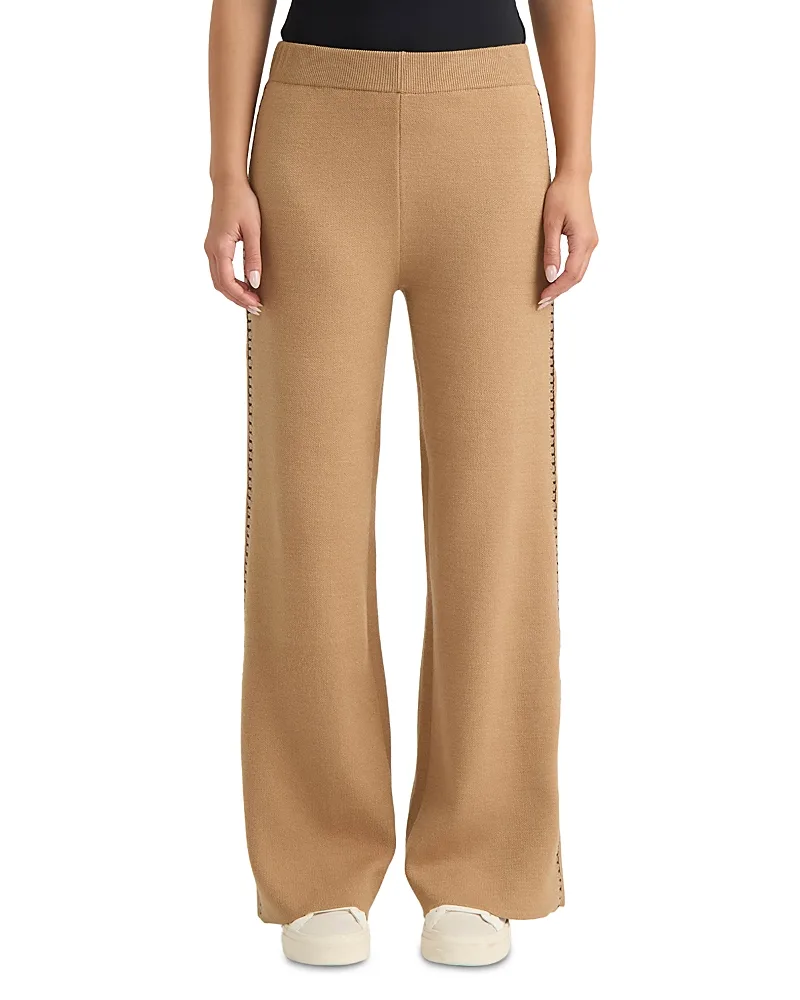 Embroidery Stitch Wide Leg Knit Pants by Hunter