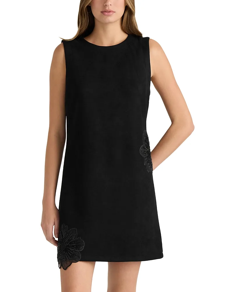 Faux Suede Sequined Appliqued Dress by Nvlt
