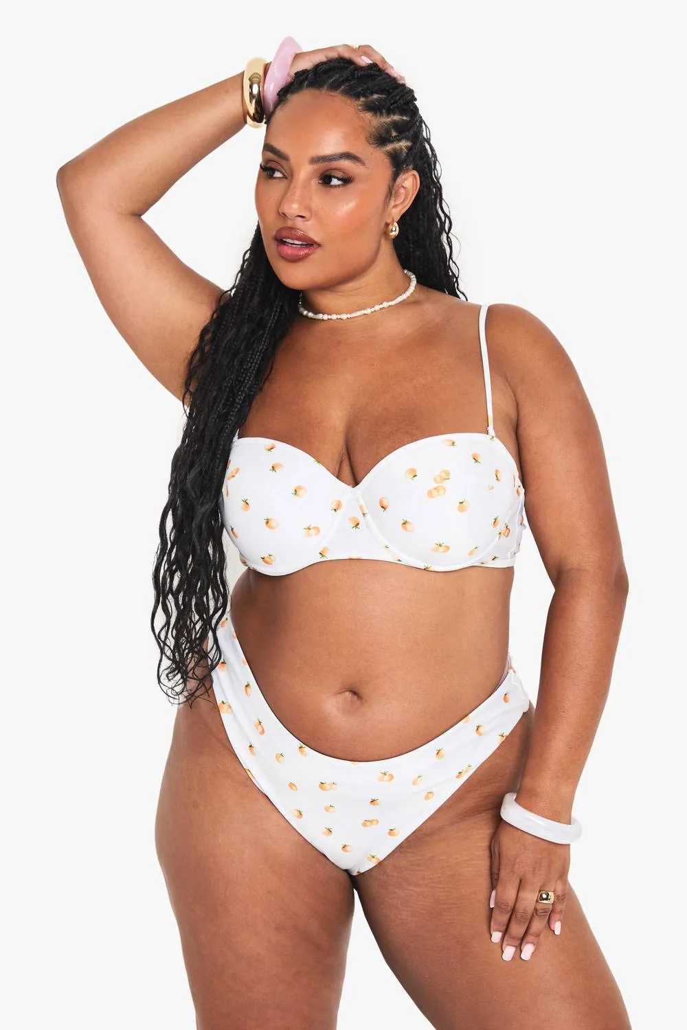 Tangerine Print Padded Balcony Bikini Top by boohoo
