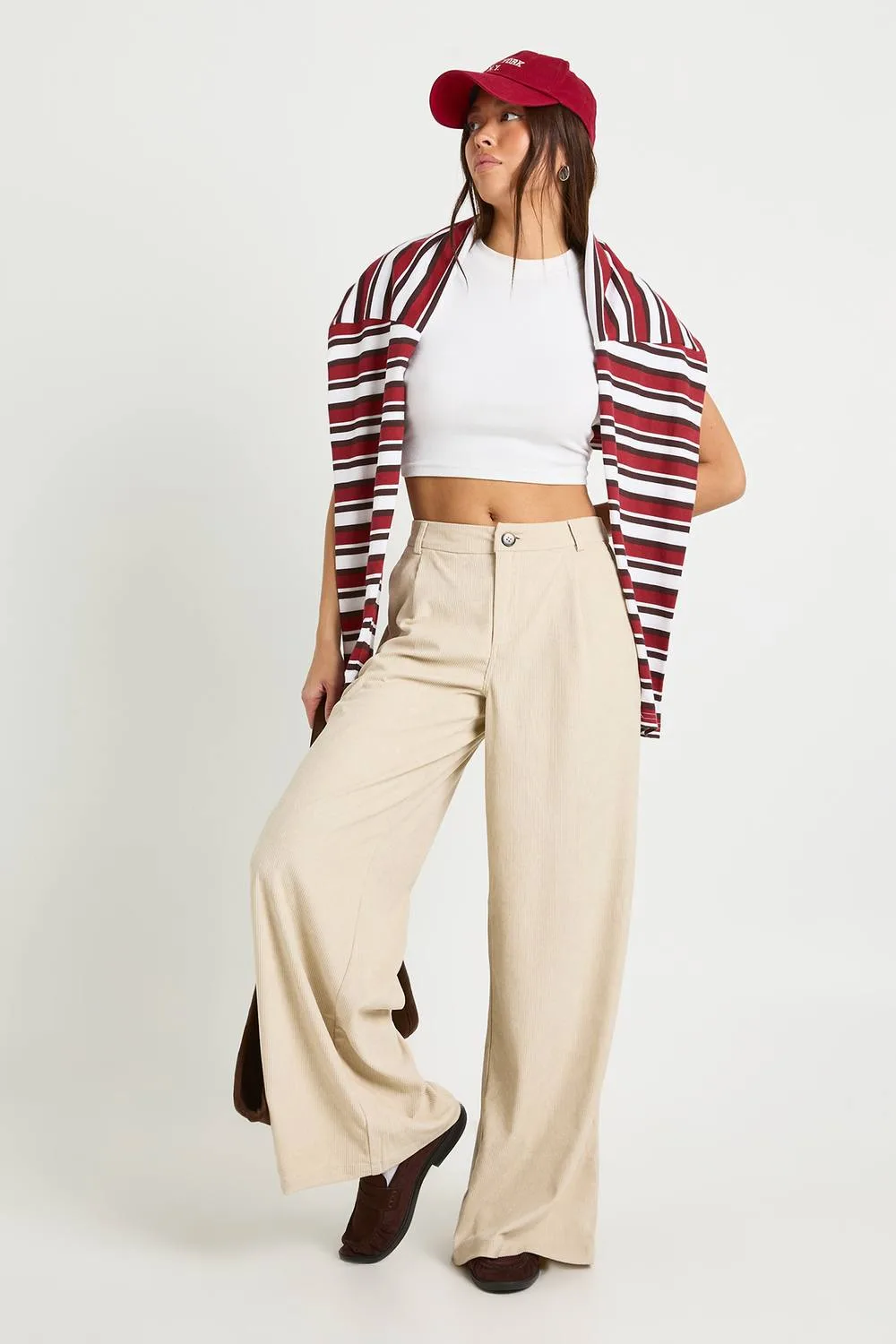 Corduroy Wide Leg Trousers by boohoo
