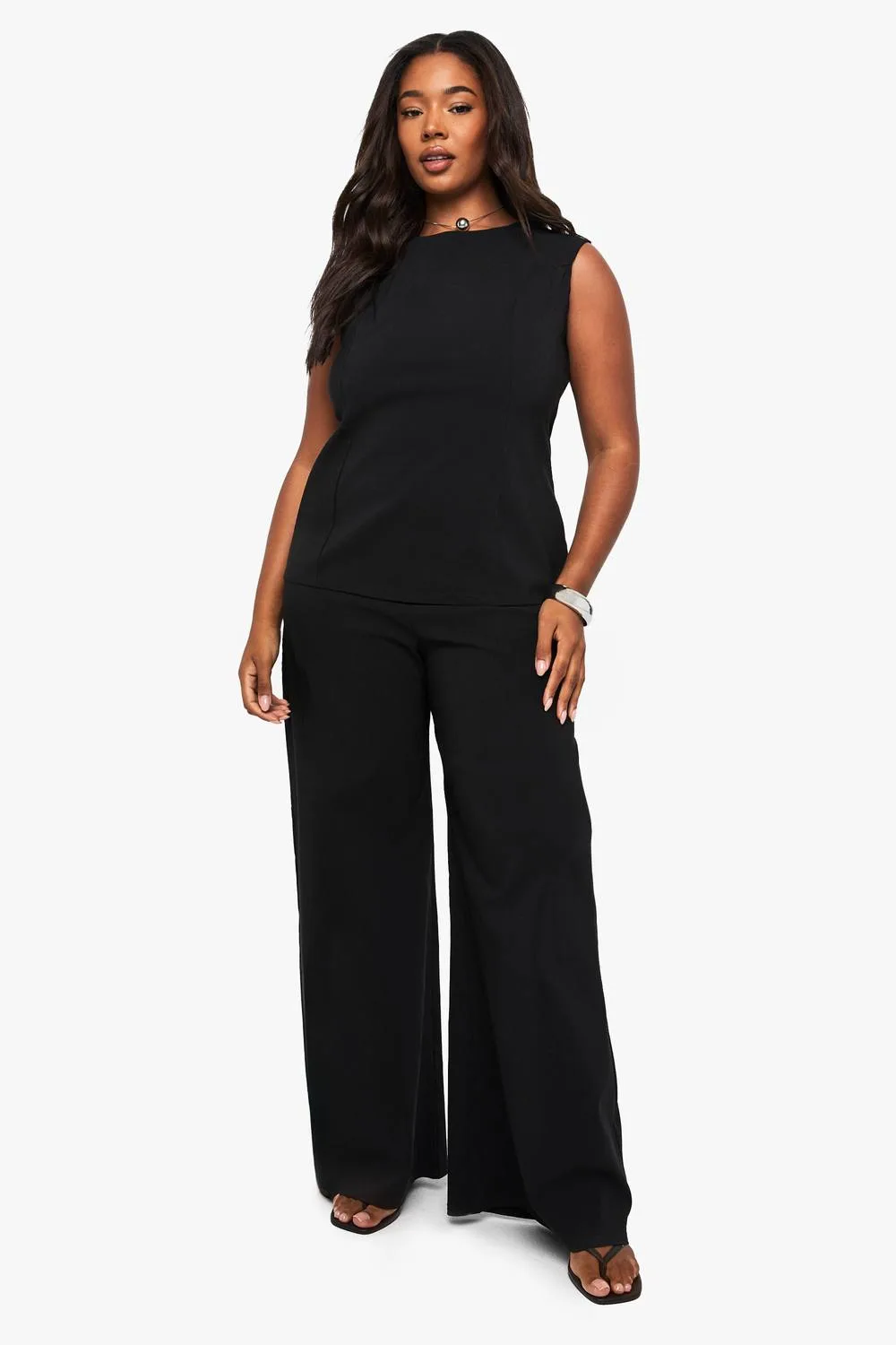 Bengaline Cinched Waist Top & Trouser Co Ord by boohoo