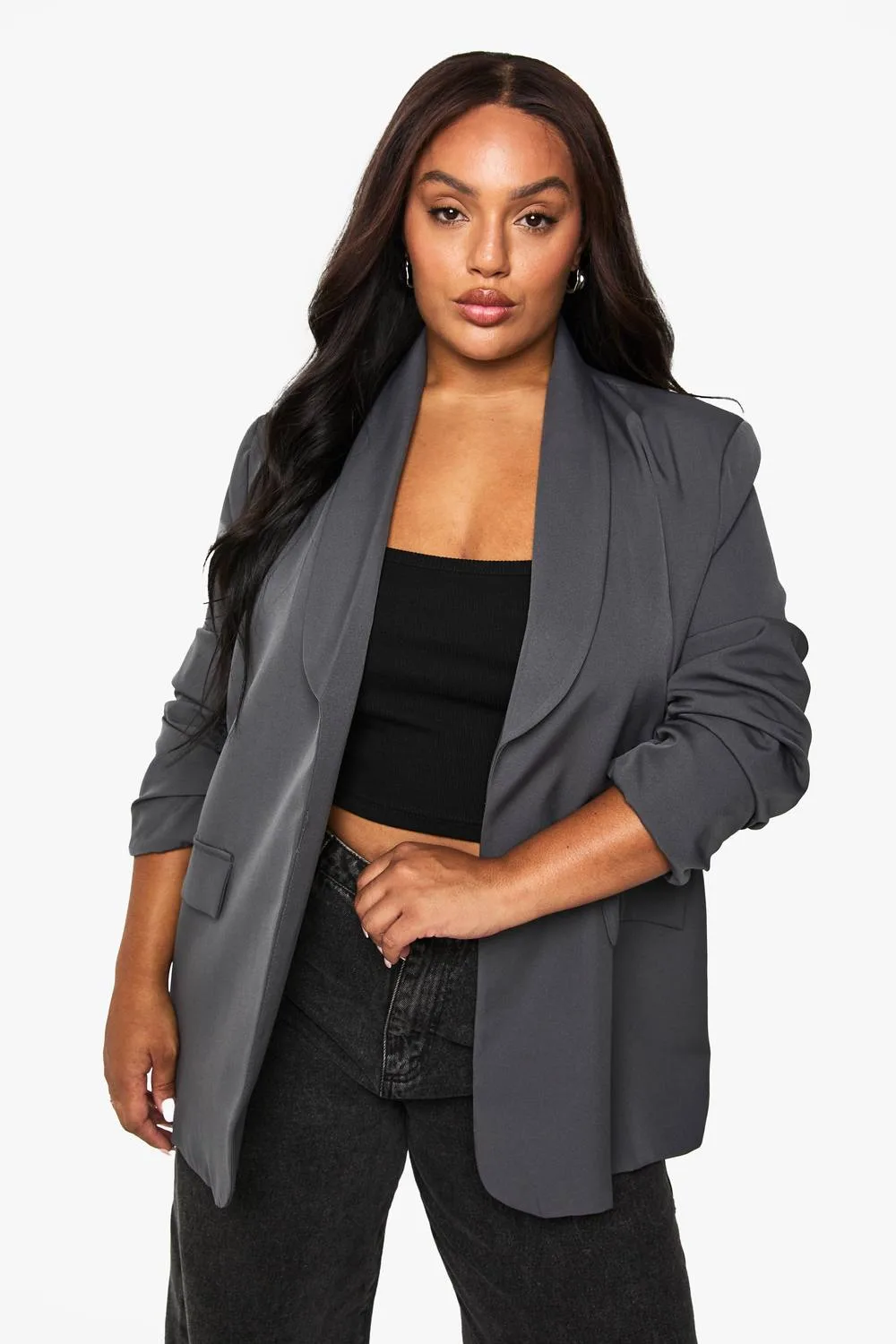 Woven Double Breasted Oversized Blazer by boohoo