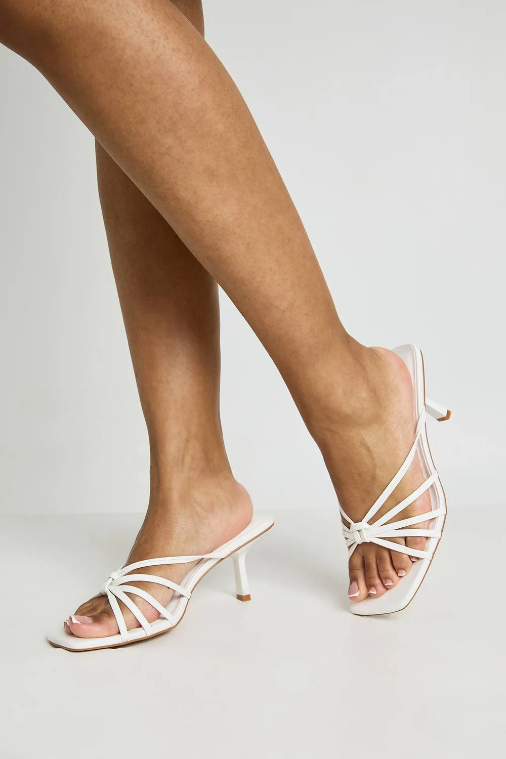 Wide Fit Knot Detail Strappy Heeled Mules