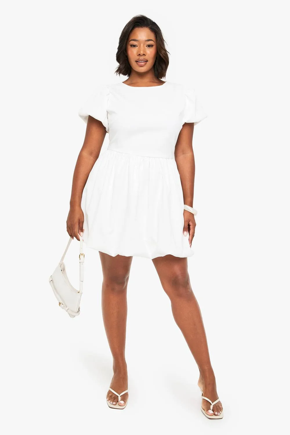 Bonded Textured Puffball Skater Dress
