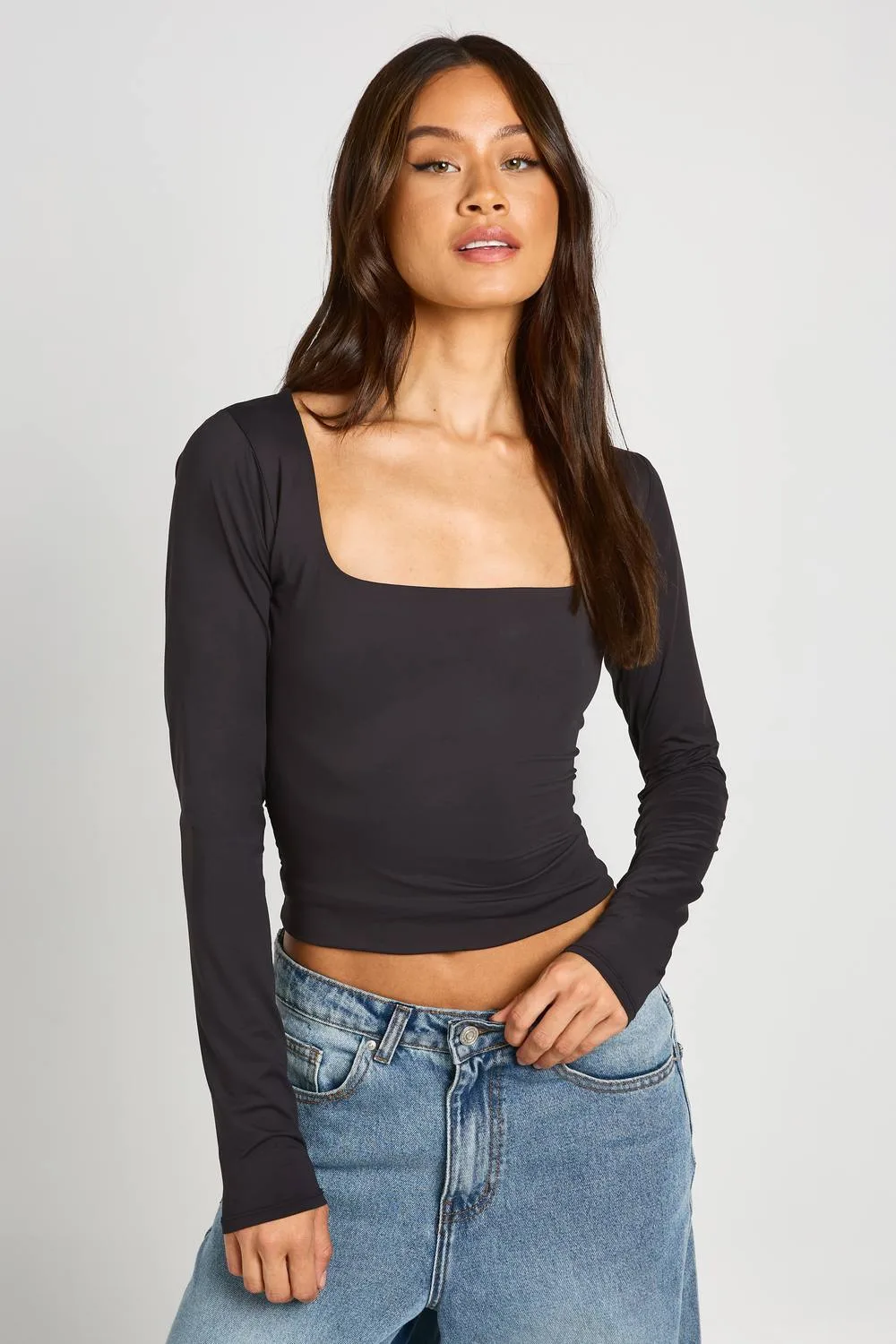Second Skin Square Neck Long Sleeve Top