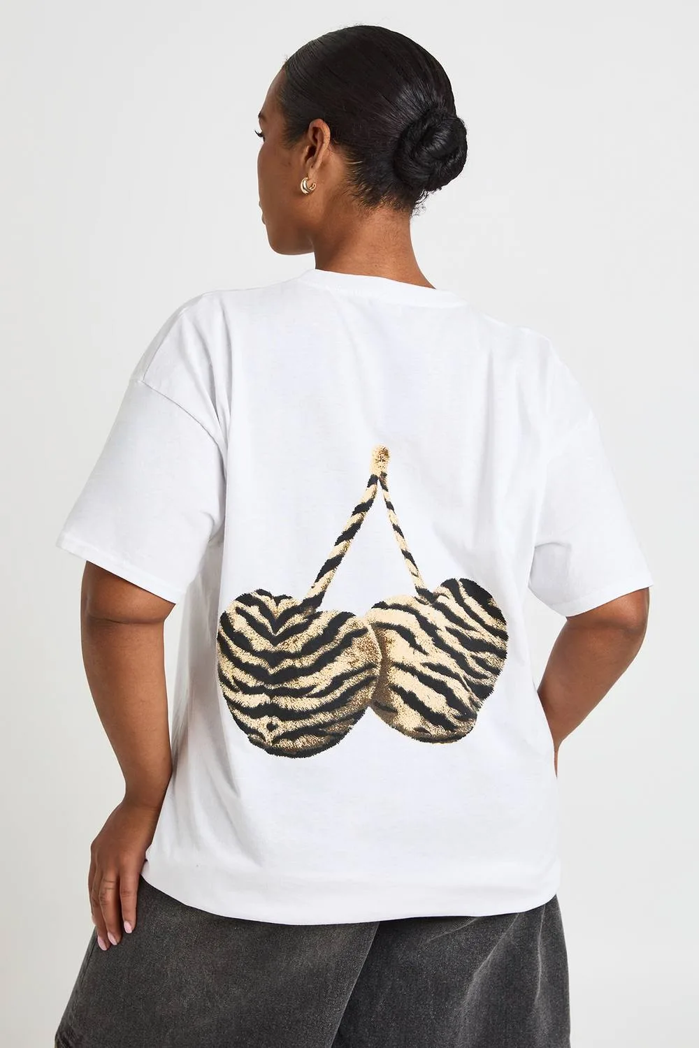 Zebra Cherry Printed T-Shirt by boohoo