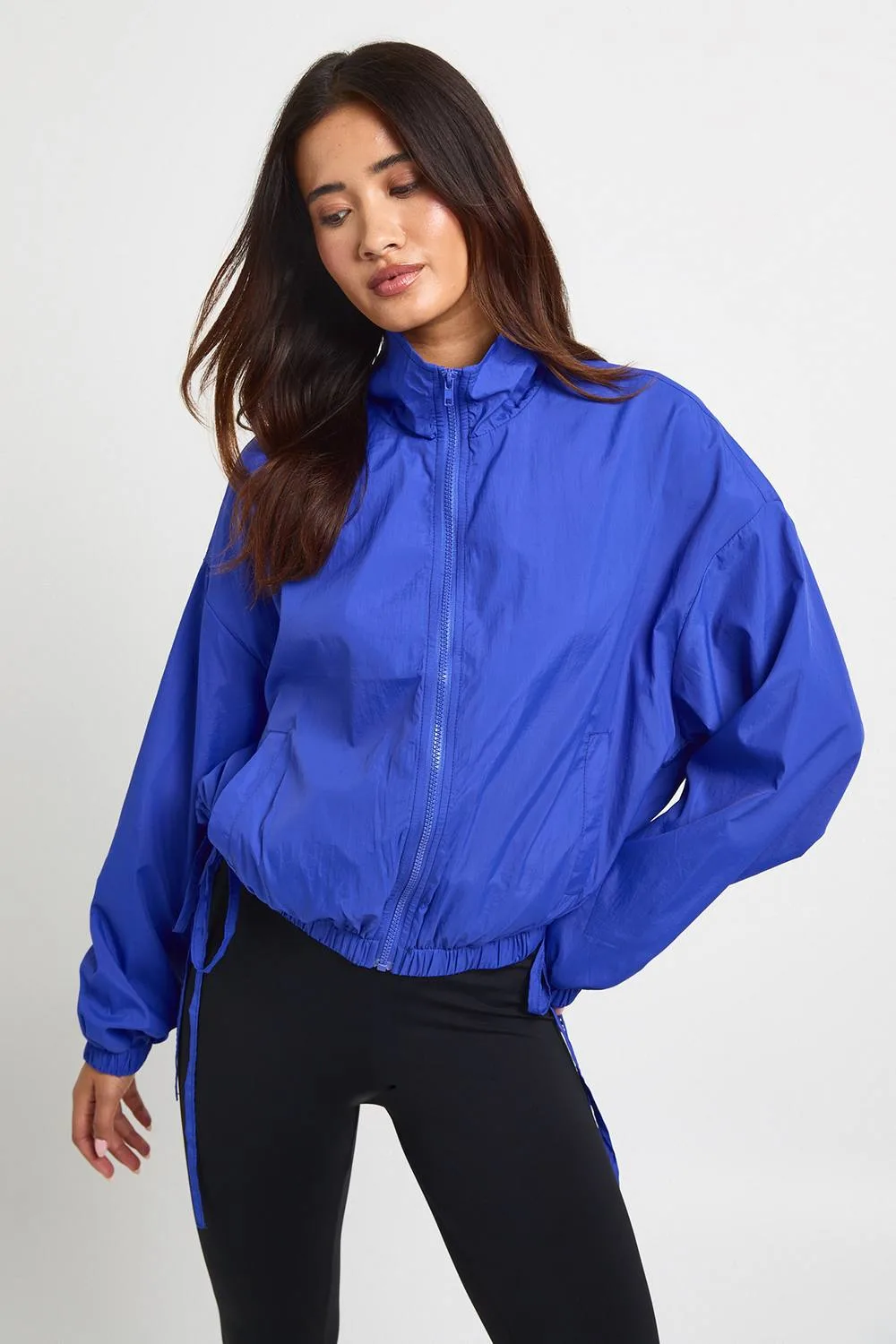Tie Side Funnel Neck Lightweight Jacket