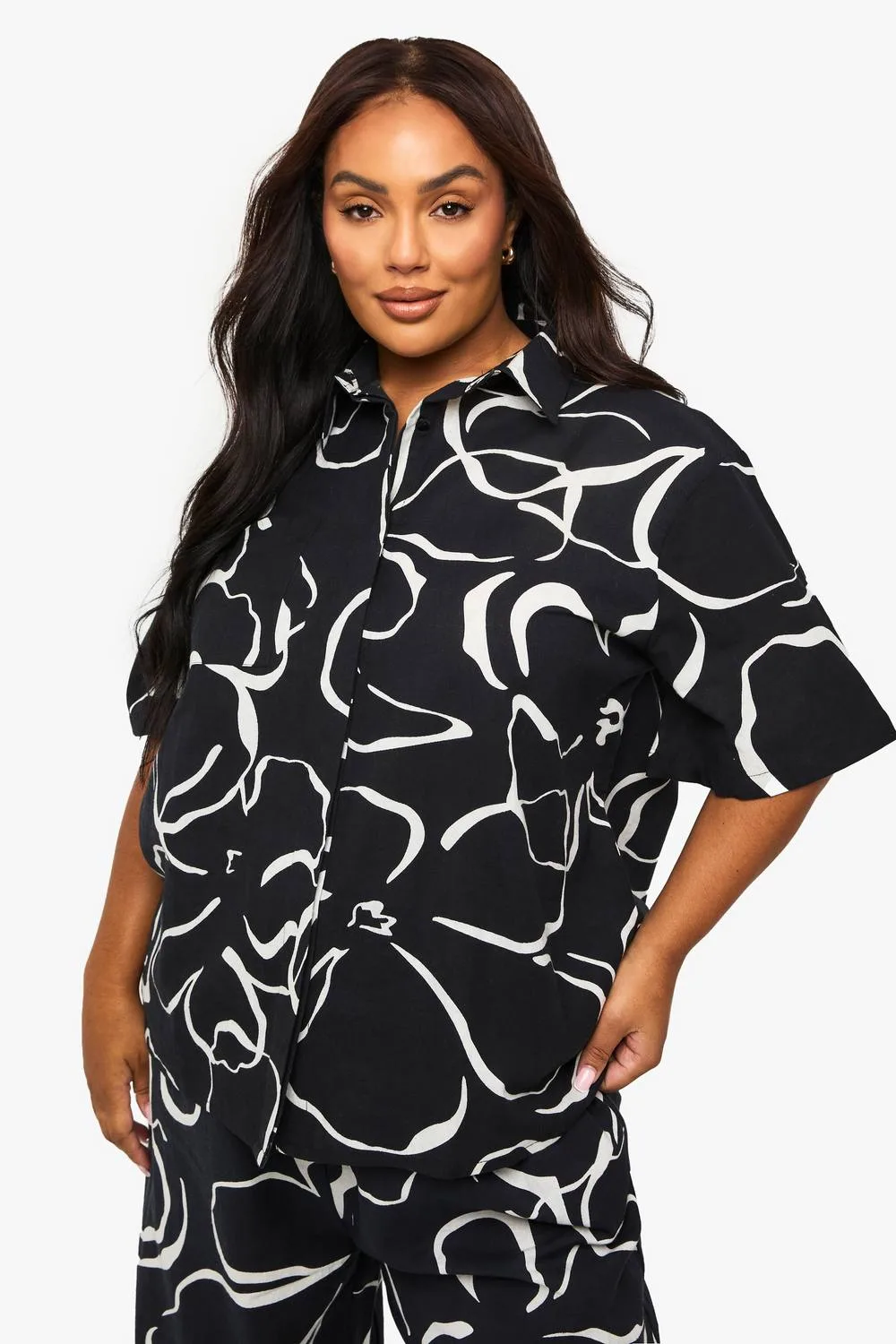 Abstract Floral Textured Shirt by boohoo