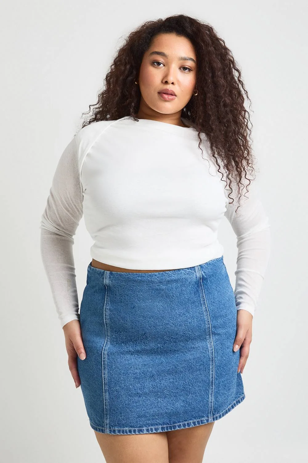 Seam Detail Denim Skirt by boohoo