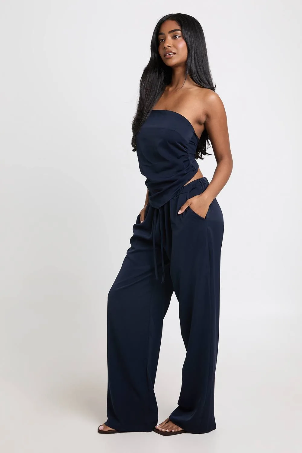 Scarf Top & Wide Leg Trouser Co Ord