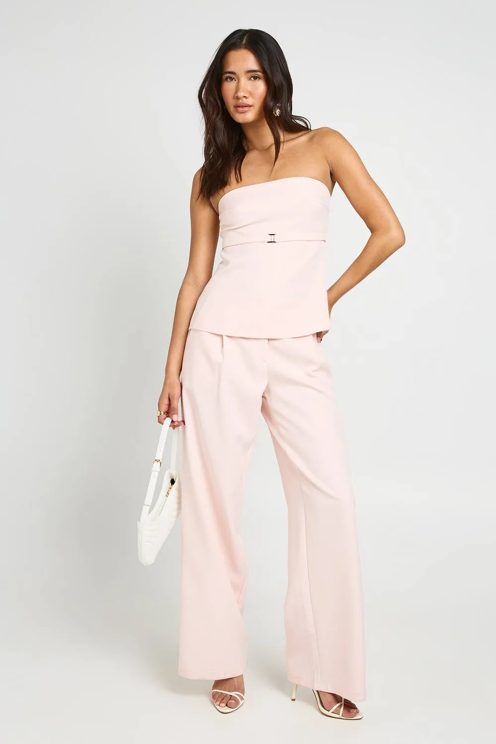 Pleat Detail Wide Leg Tailored Trousers by boohoo