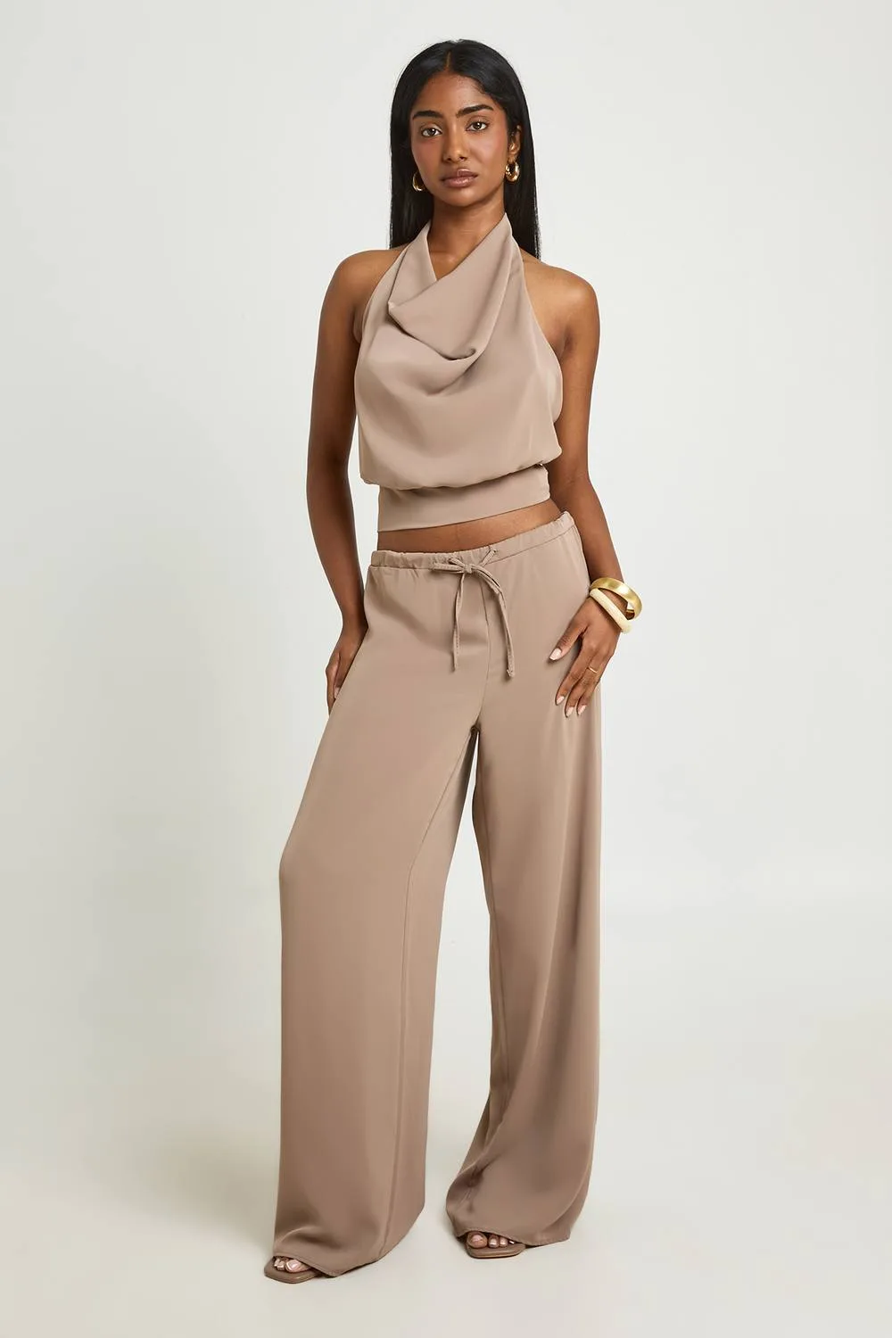 High Cowl Shirred Waist Co-Ord by boohoo