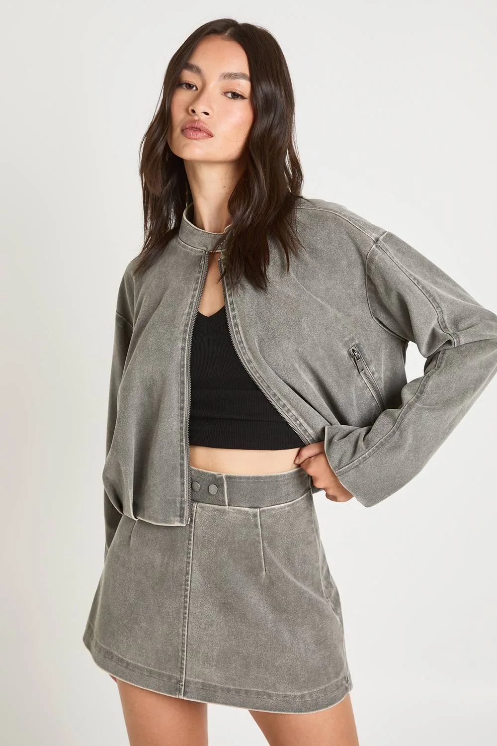 Vintage Look Faux Suede Mini Skirt
