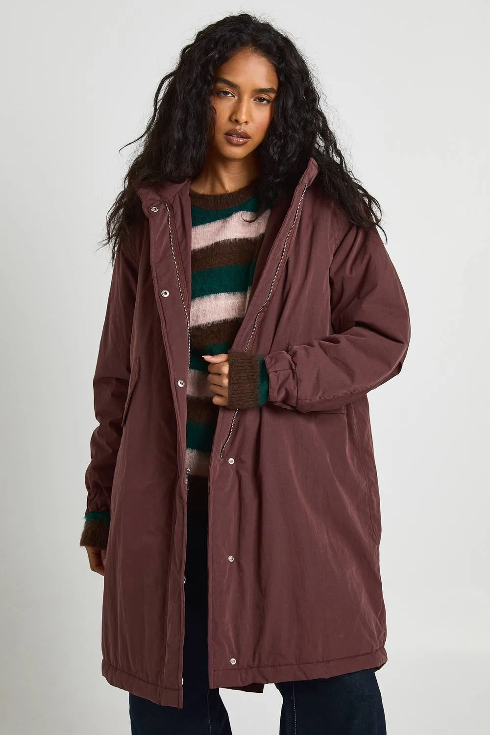 Hooded Longline Parka by boohoo