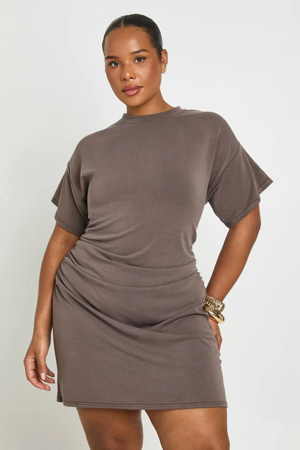 Plus Ruched Waist T-Shirt Dress