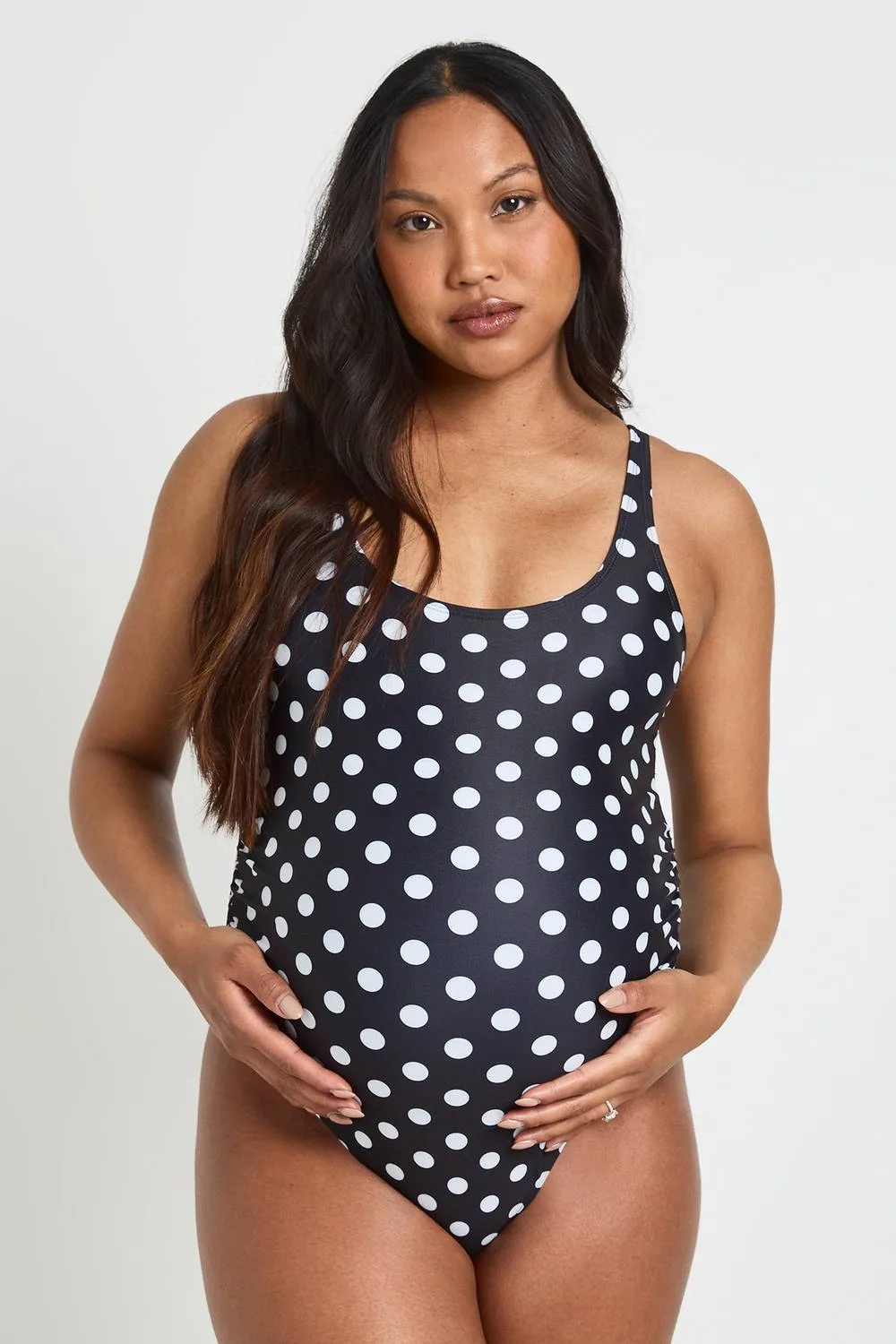 Maternity Polka Dot Scoop Neck Swimsuit