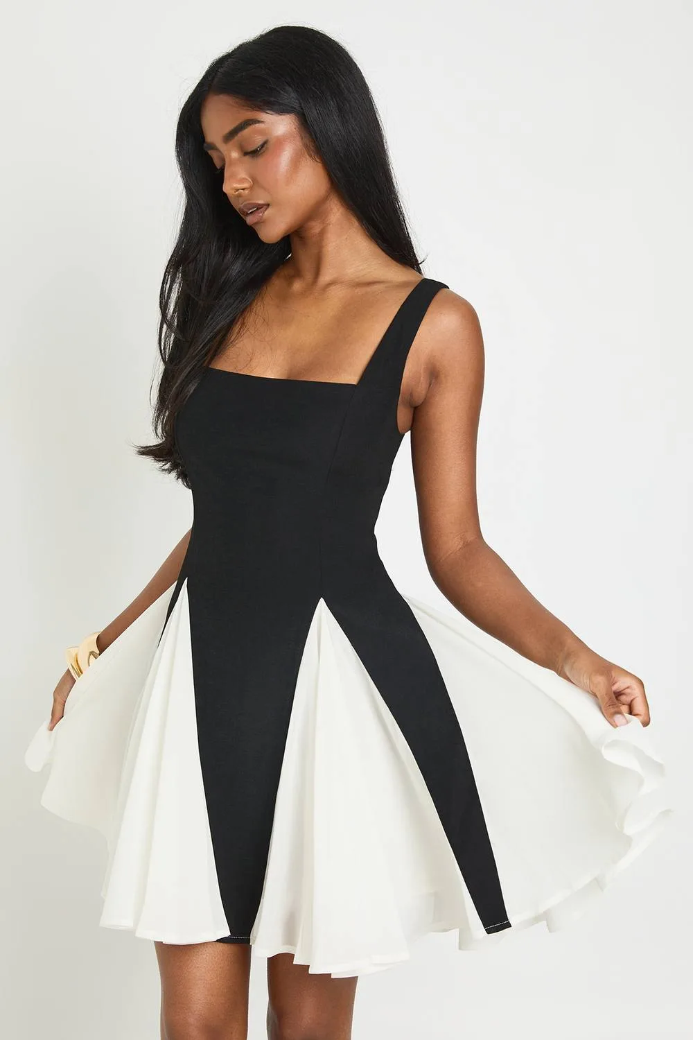 Mono Godet Hem Mini Dress by boohoo