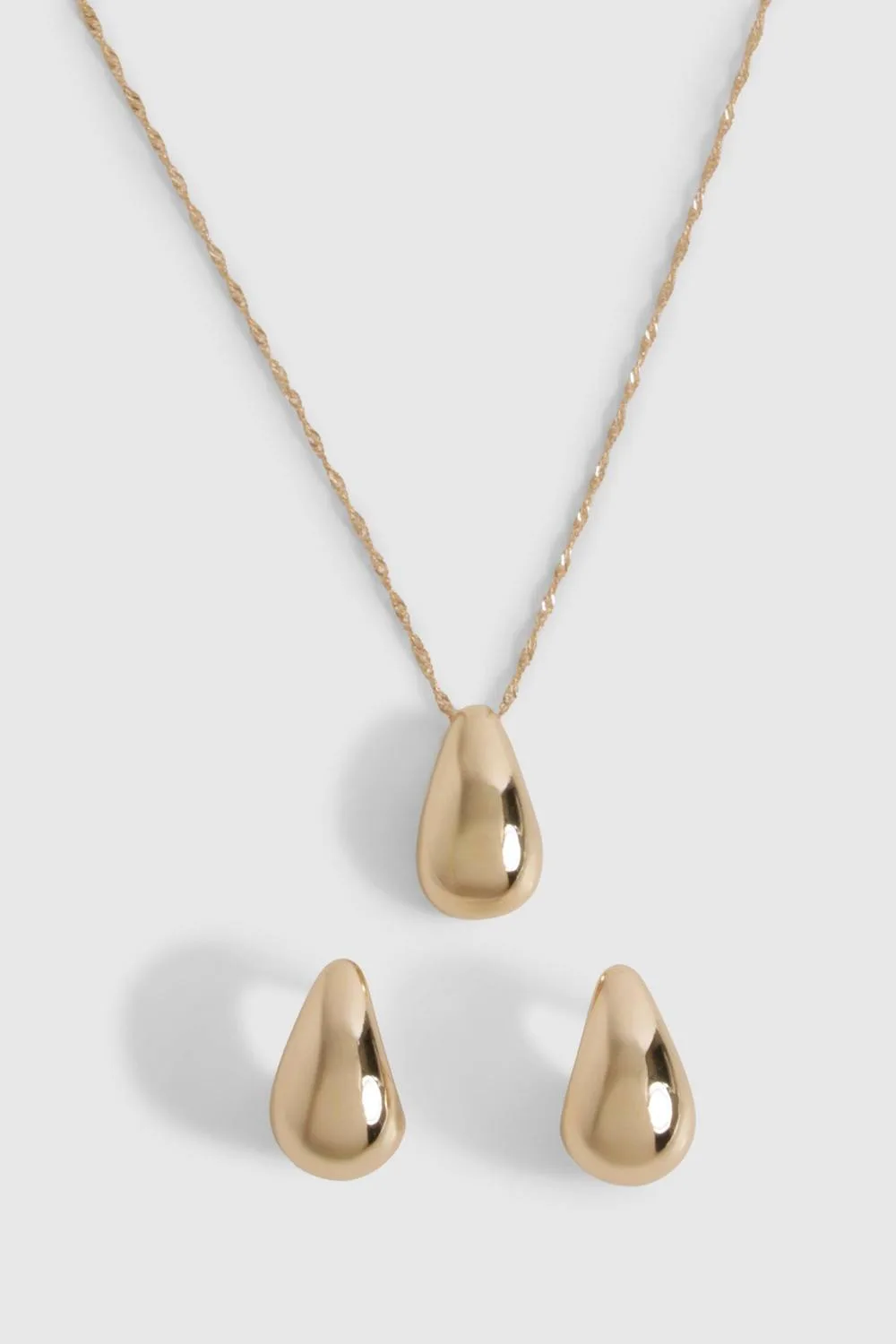 Chunky Teardrop Necklace & Earring Set by boohoo