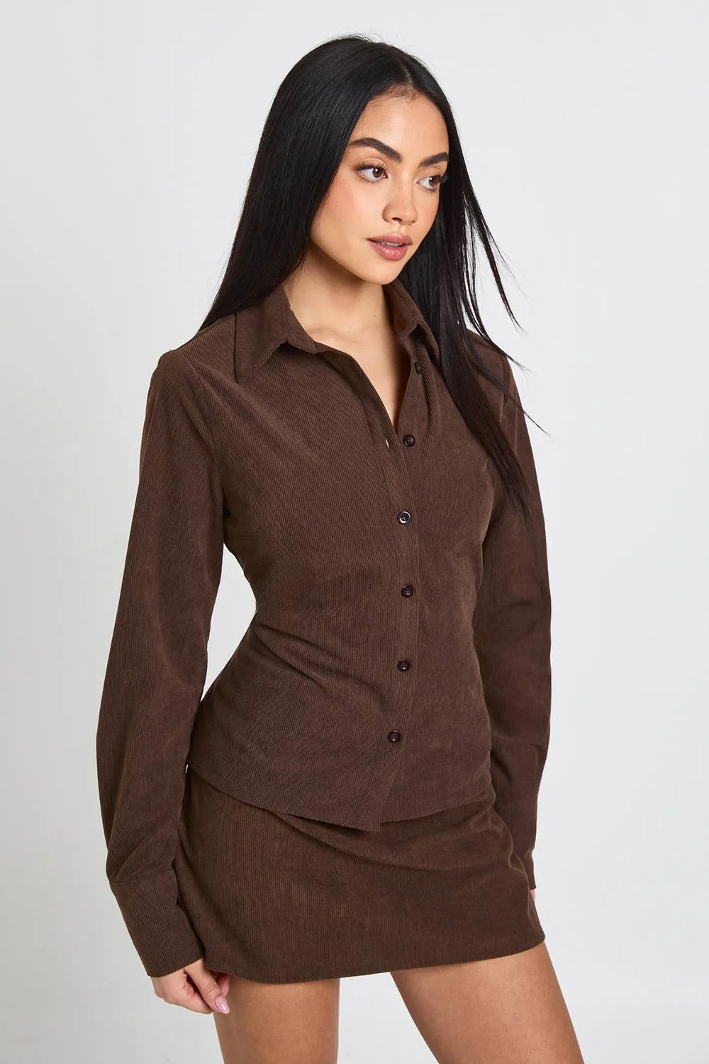 Cord Cinched Shirt by boohoo