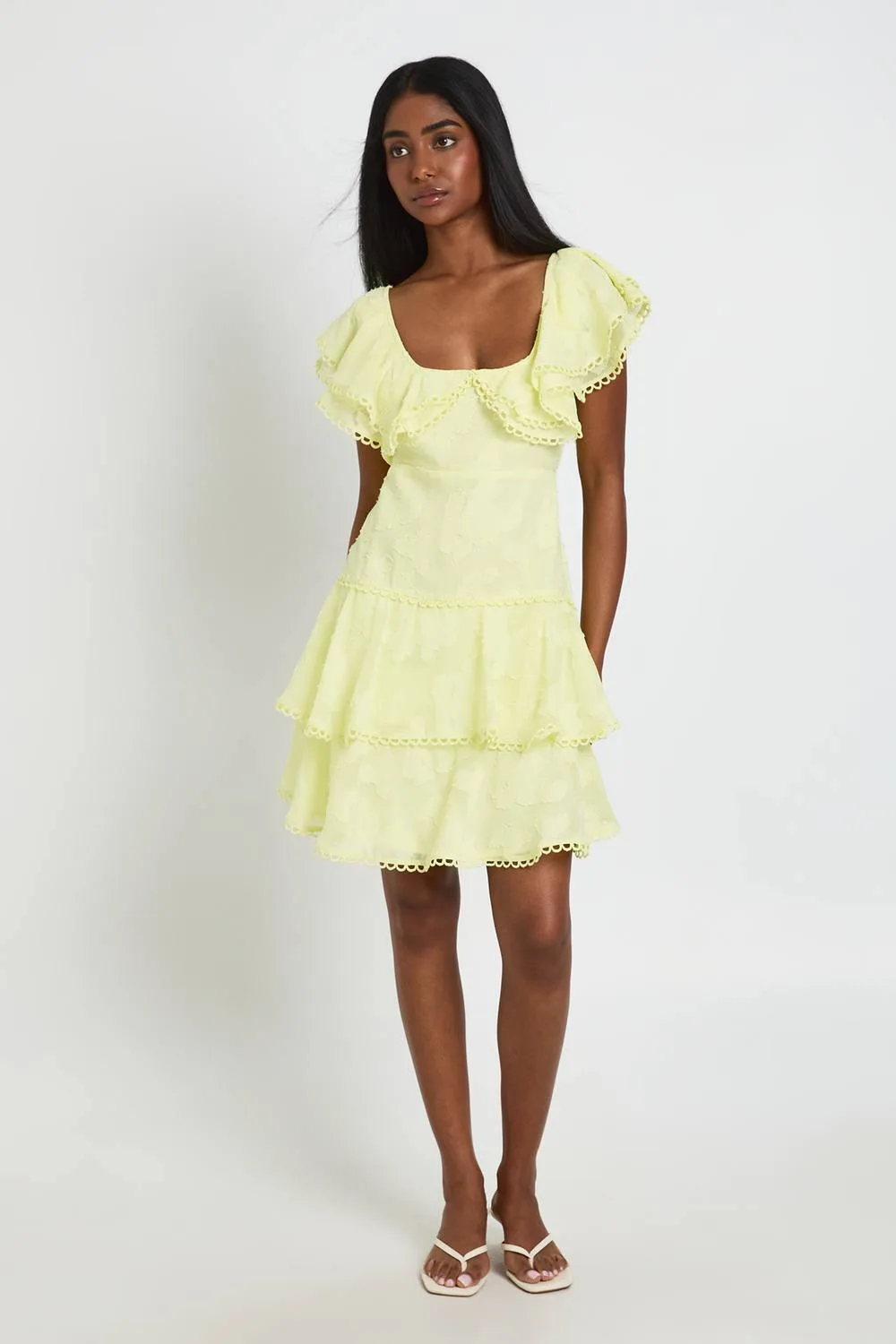 Occasion Burnout Open Back Ruffle Detail Mini Dress by boohoo