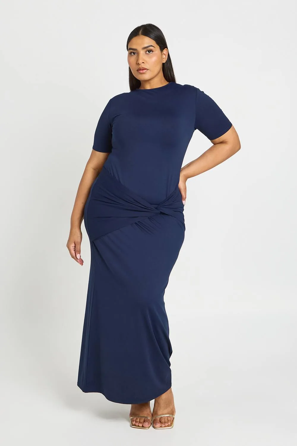 Super Soft Knot Waist Short Sleeve Maxi Dress