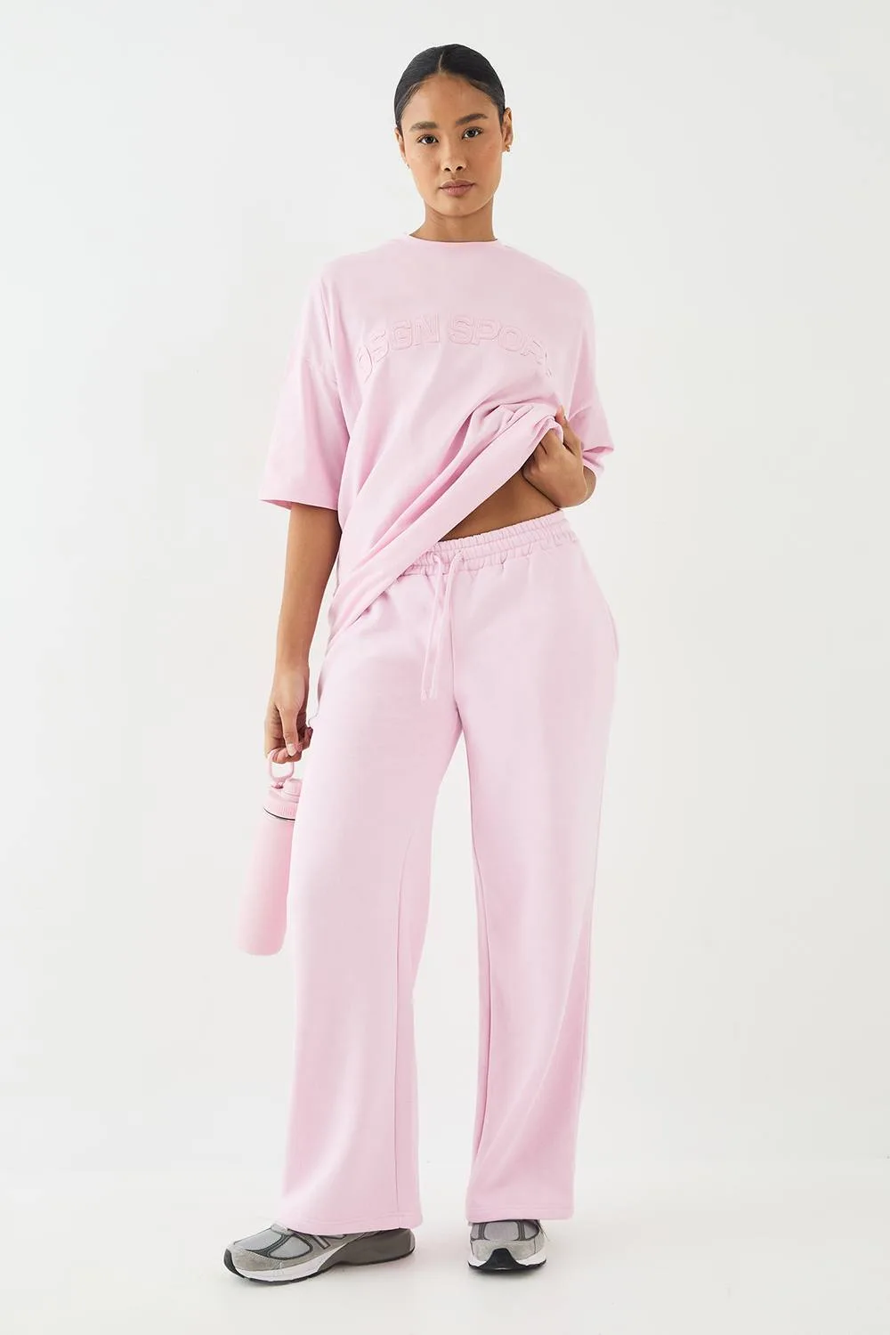 Self Fabric Applique Straight Leg Jogger Pants by DSGN Studio
