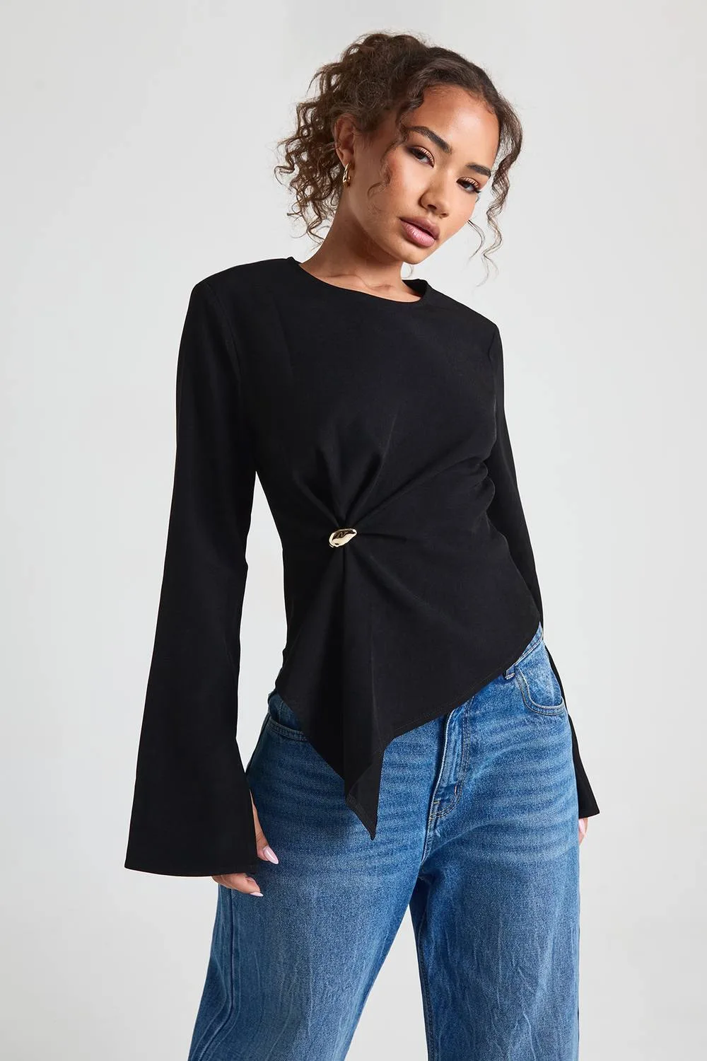 Gold Trim Long Sleeve Top