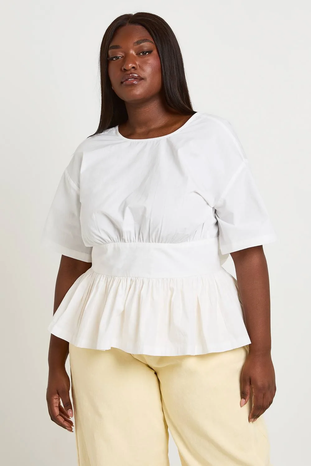 Cinched Waist Detail Peplum Top by boohoo