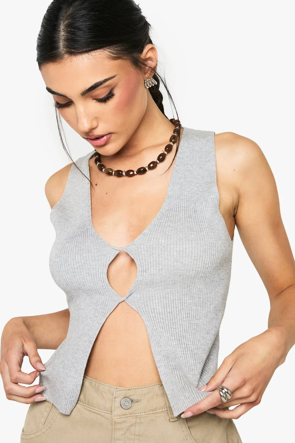 Twist Front Knitted Waistcoat by boohoo