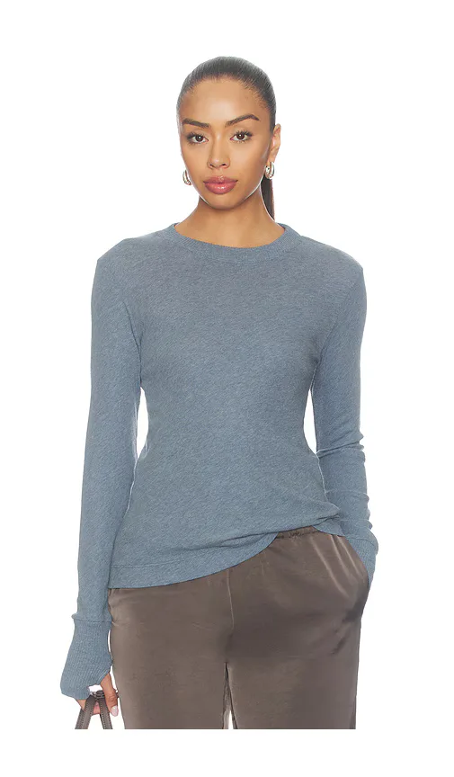 Cashmere Jersey Easy Cuffed Crew by Enza Costa