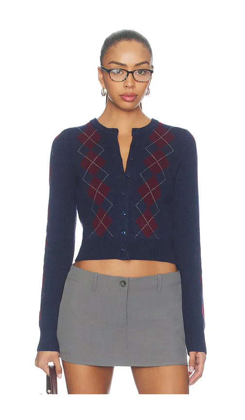 Serena Intarsia Argyle Cardigan by 525 America