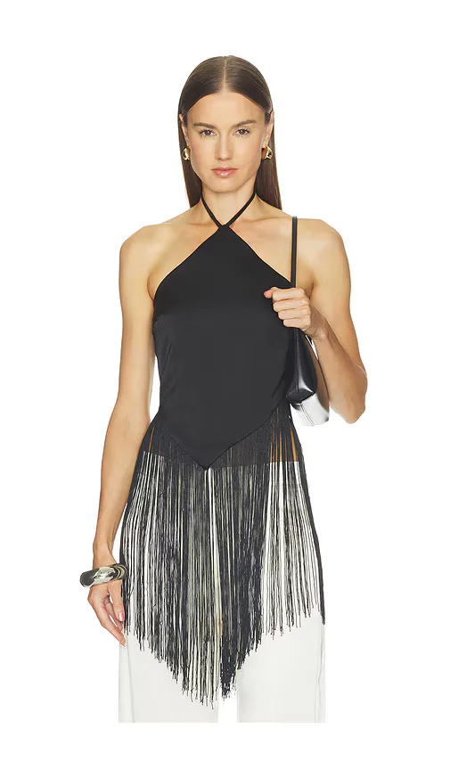 Aila Fringe Halter Top by superdown