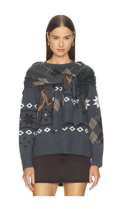 Mixed Fair Isle Crew Neck Sweater with Scarf by Monse