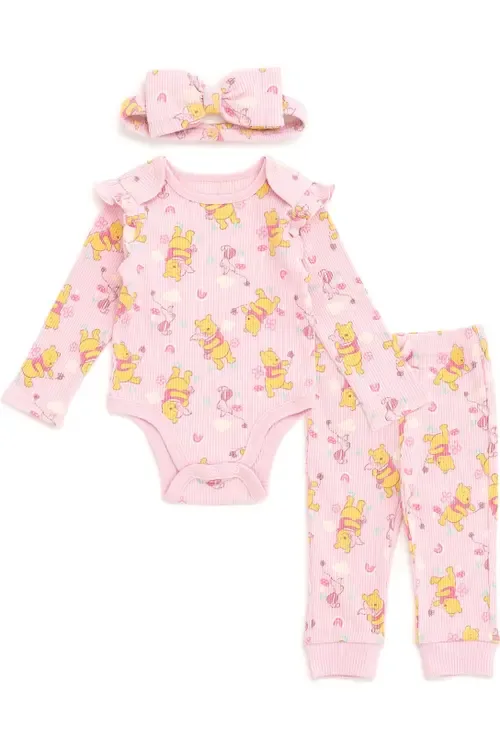 Winnie the Pooh 3-Piece Bodysuit and Pants Set in Winnie the Pooh Pink by Disney